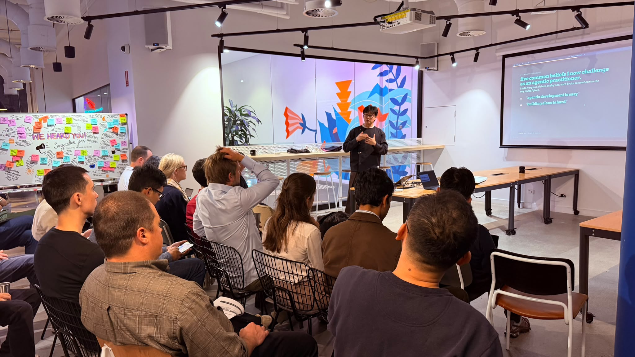 Lucas Zhu presenting at the AI Mini-Con and Hackathon, Sydney